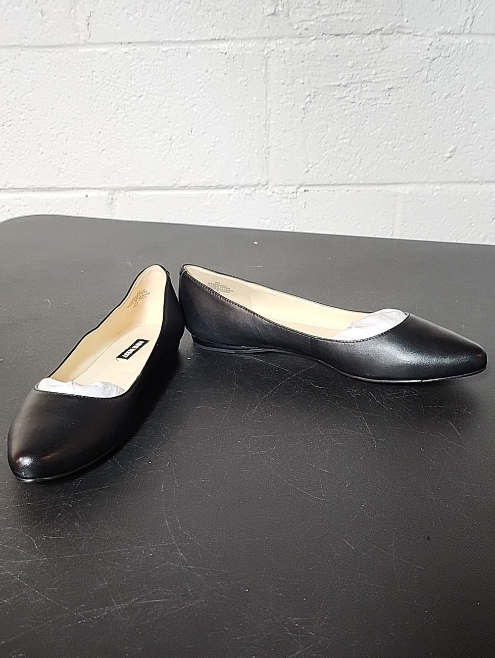 Women's Speak Up Black Leather Ballet Flats